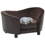 vidaXL Dog Sofa Brown 27.2"x19.3"x15.7" Plush and Faux Leather